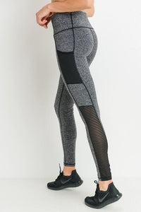 Black/grey Mono B leggings with mesh and pocket