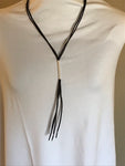 Black Faux Leather Tassel Necklace
