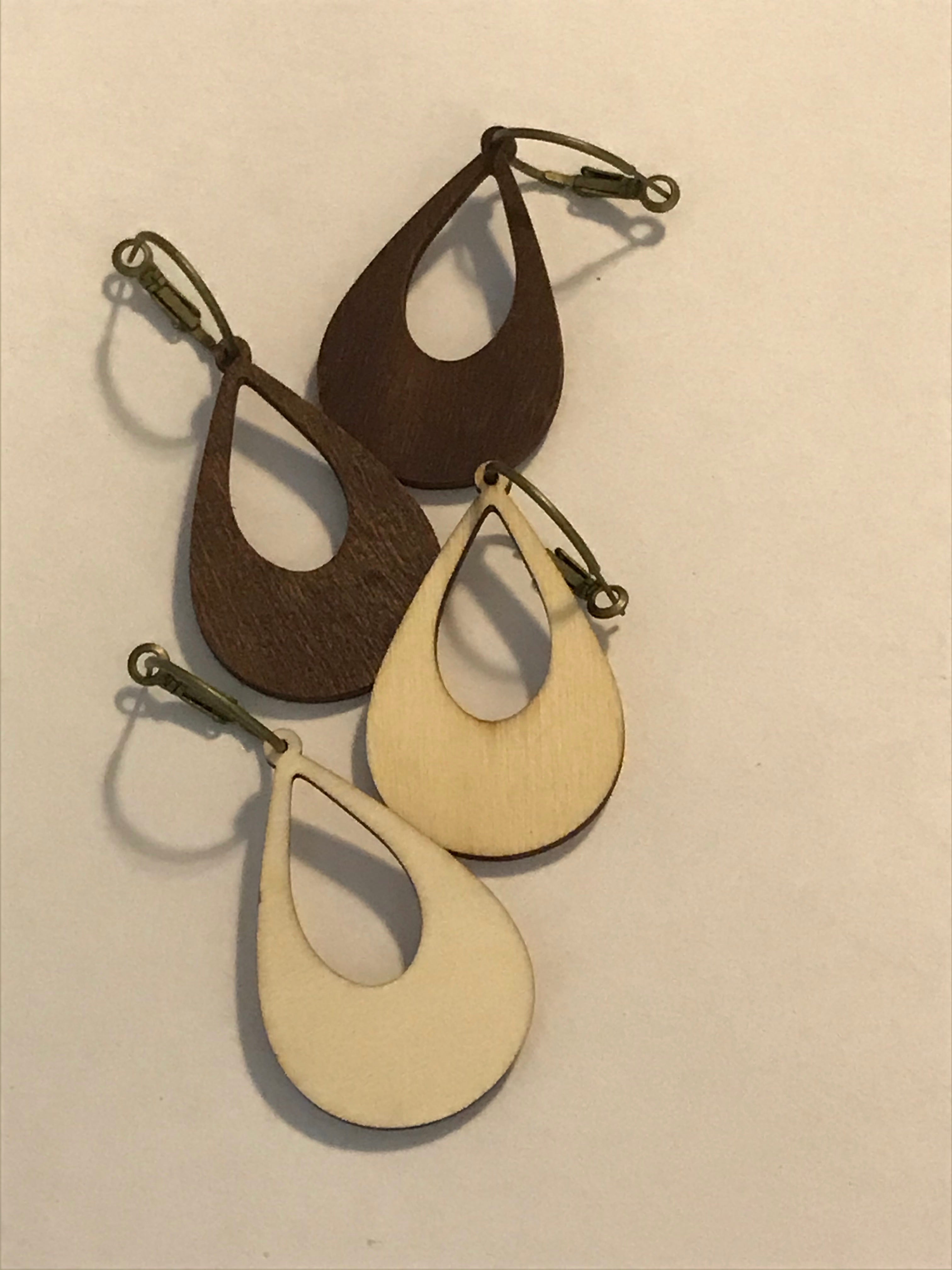Natural and Brown Wood Earrings
