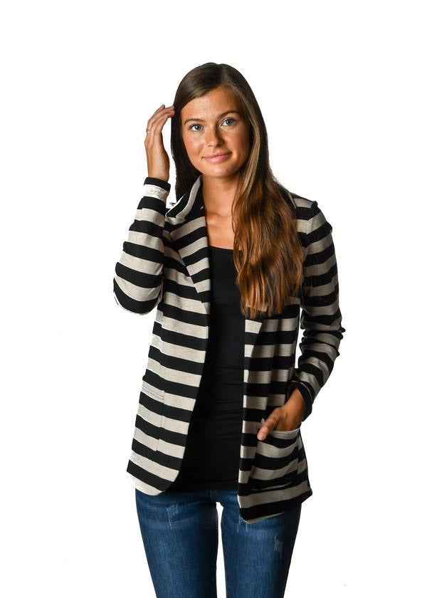 Black and Grey Striped Blazer