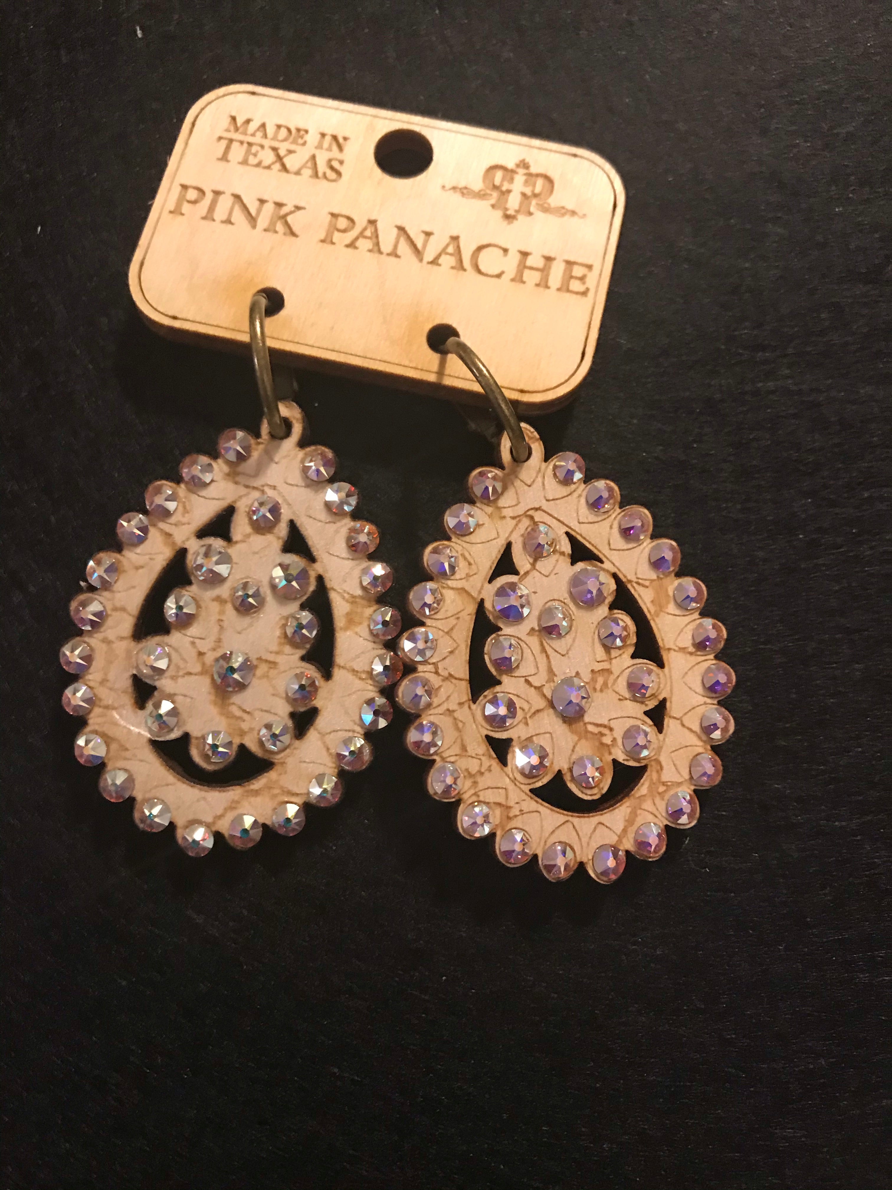 Small Santa Fe Pearl White with Crystals Pink Panache Earrings