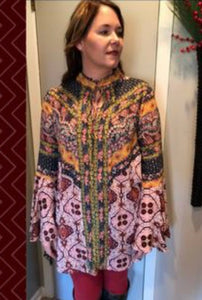 Umgee Multicolor Bell Sleeve Tunic