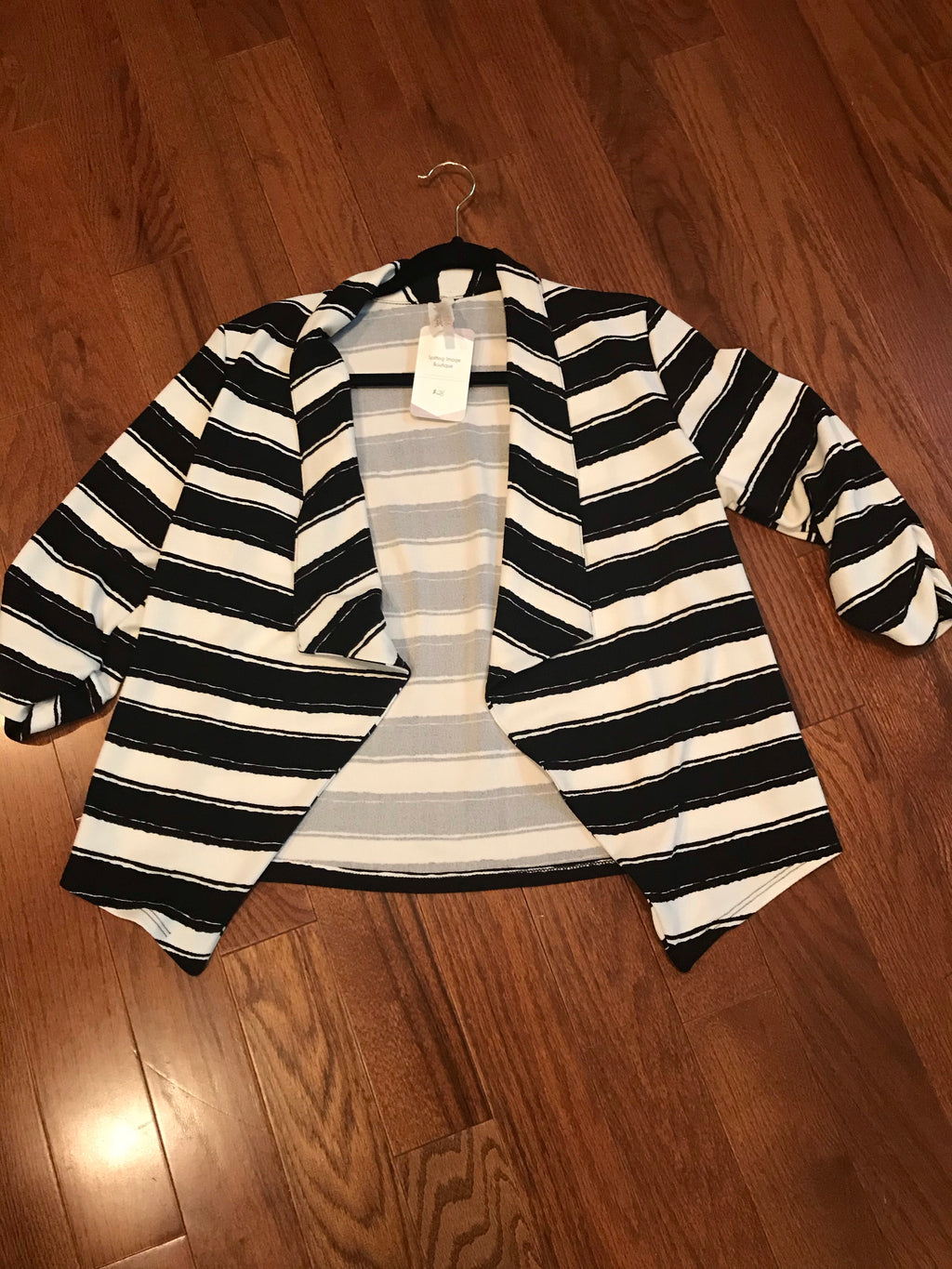 Black Stripe 3/4 Sleeve Jacket
