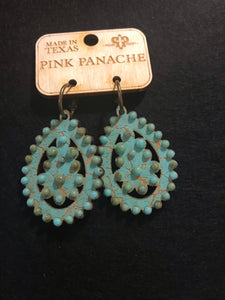 Small Santa Fe Turquoise Pink Panache Earrings