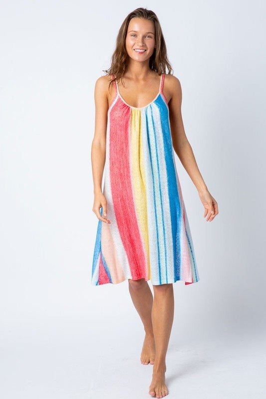 Multi color stripe summer dress