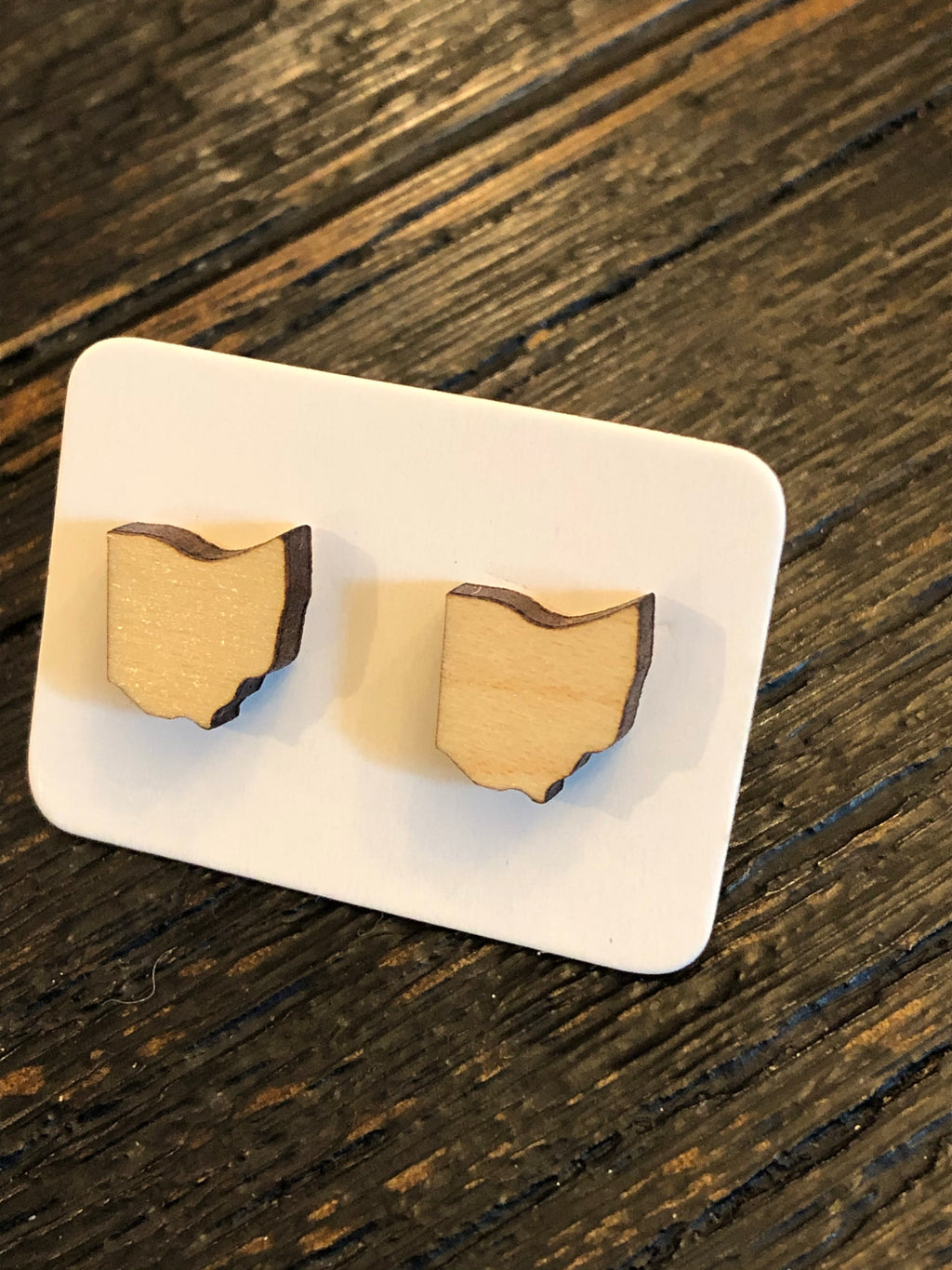 Ohio wood earrings