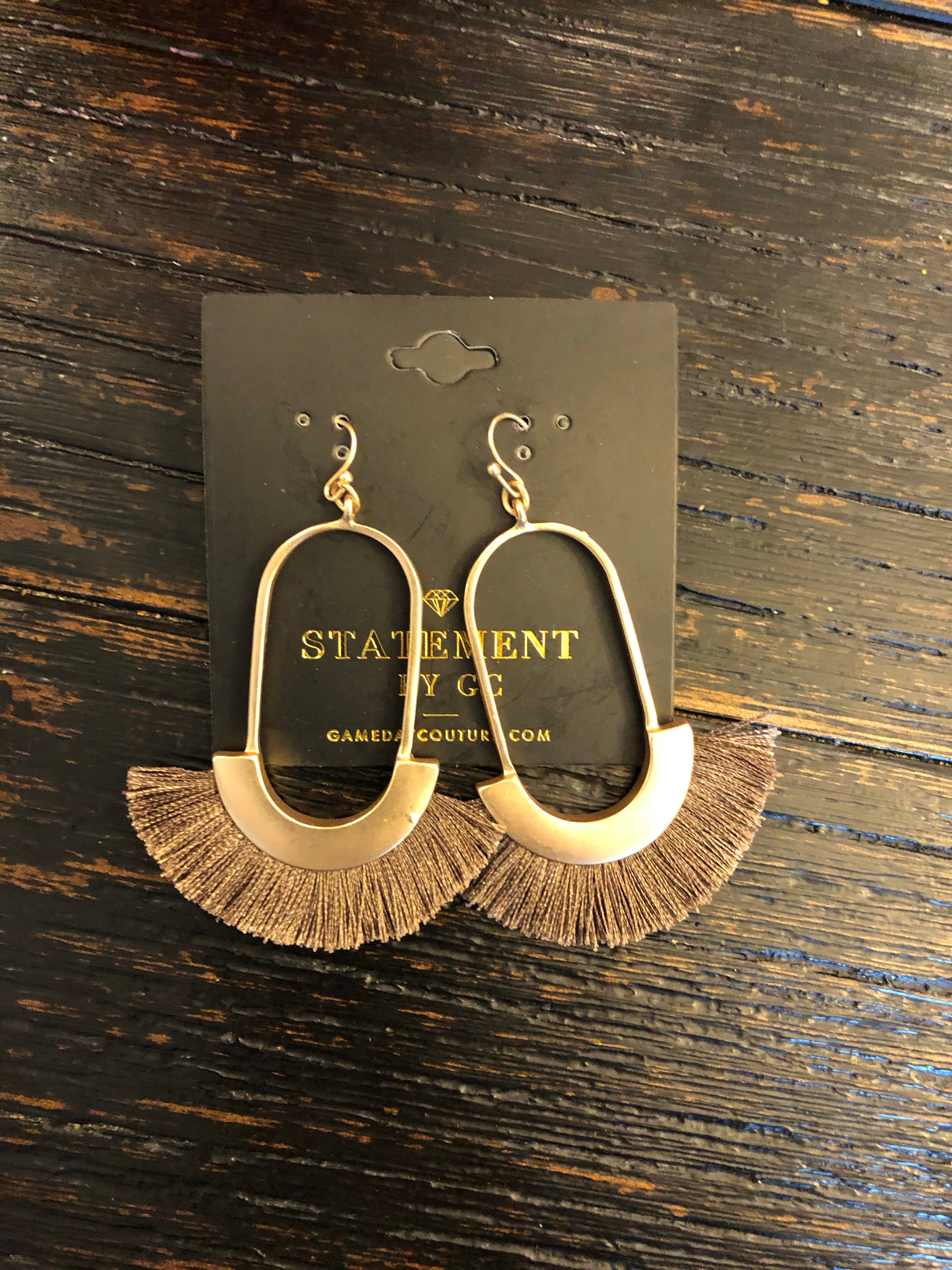 Brushed gold with fringe earrings