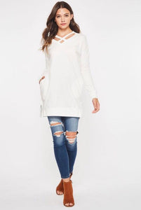Ivory solid cross front tunic