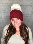 Panache red and white fleece lined beanie