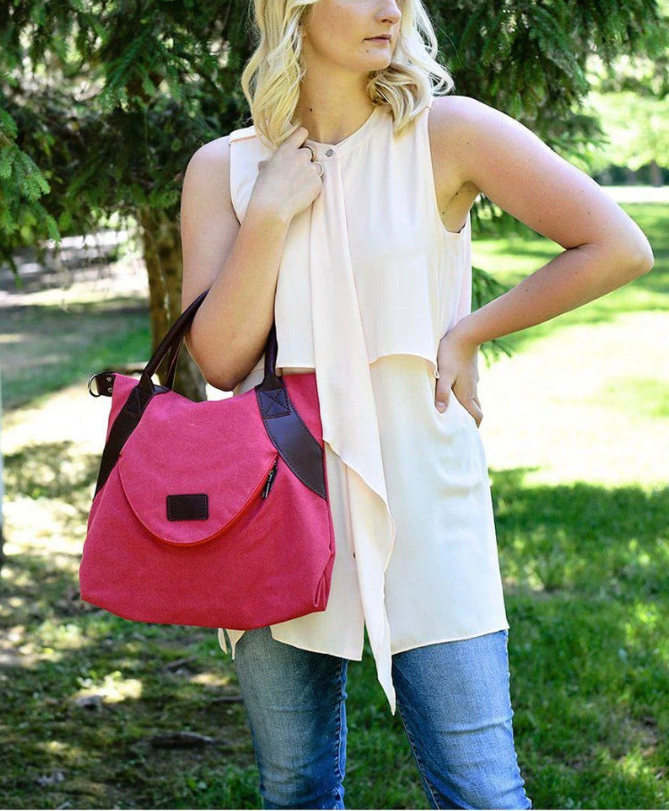 Red canvas tote