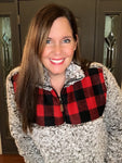 Red buffalo plaid Sherpa pullover