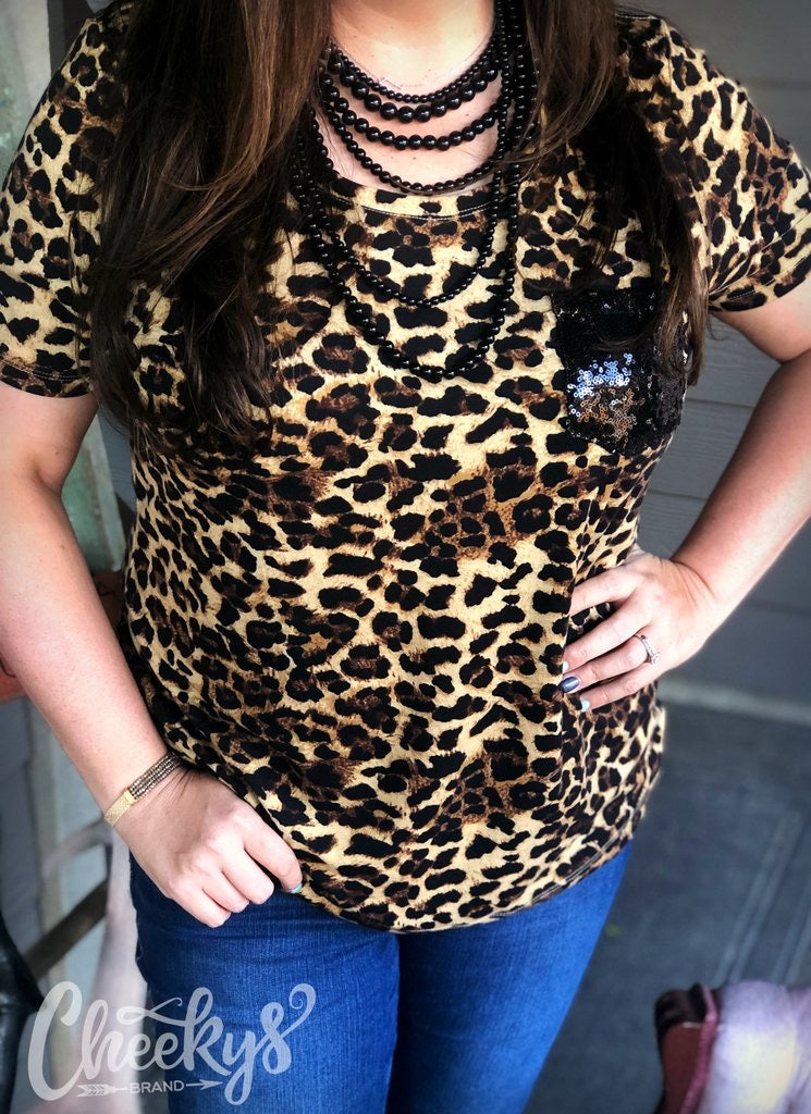 Cheeky’s Leopard Sequin Pocket T-shirt