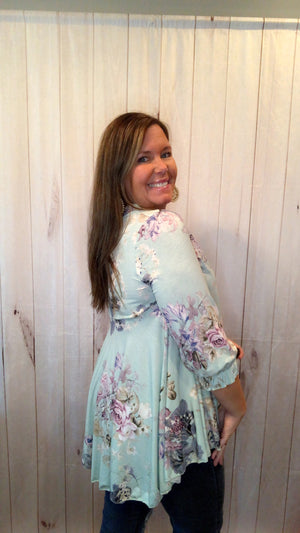 Mint floral tunic