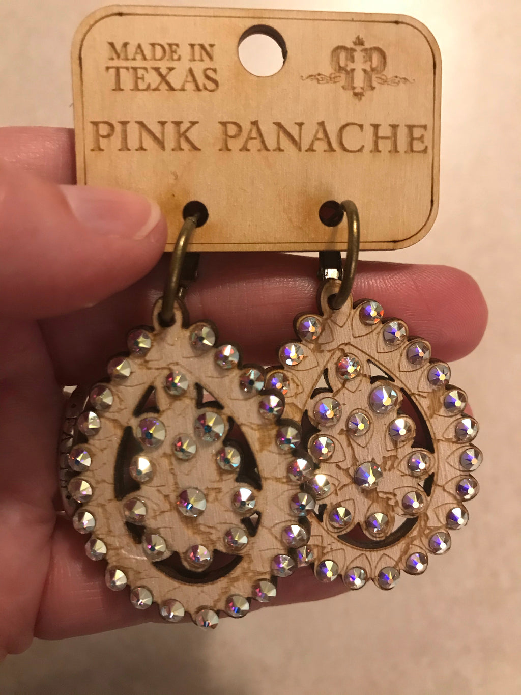 Small Santa Fe Pearl White with Crystals Pink Panache Earrings