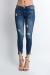 KanCan split hem distressed crop jeans