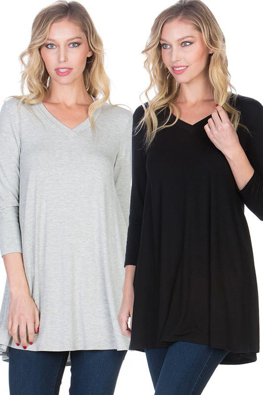 Black Solid Tunic Top