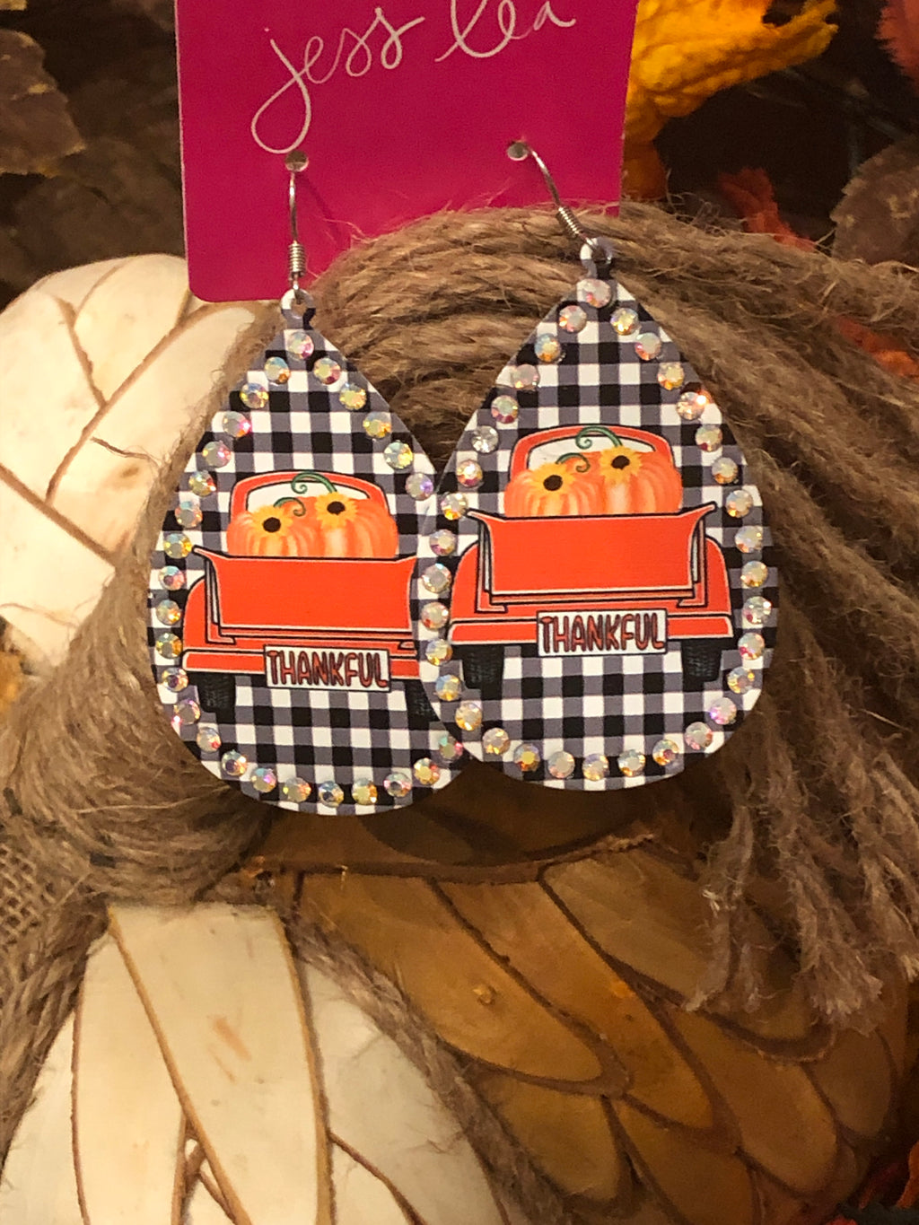 Thankful plaid Fall earrings