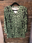 Green Leopard Cardigan