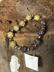 Grey and yellow bling bracelet