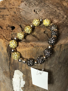 Grey and yellow bling bracelet