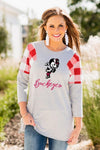 Buckeyes Red Plaid Accent 3/4 sleeve top