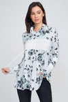 Silver/grey floral cowl neck tunic