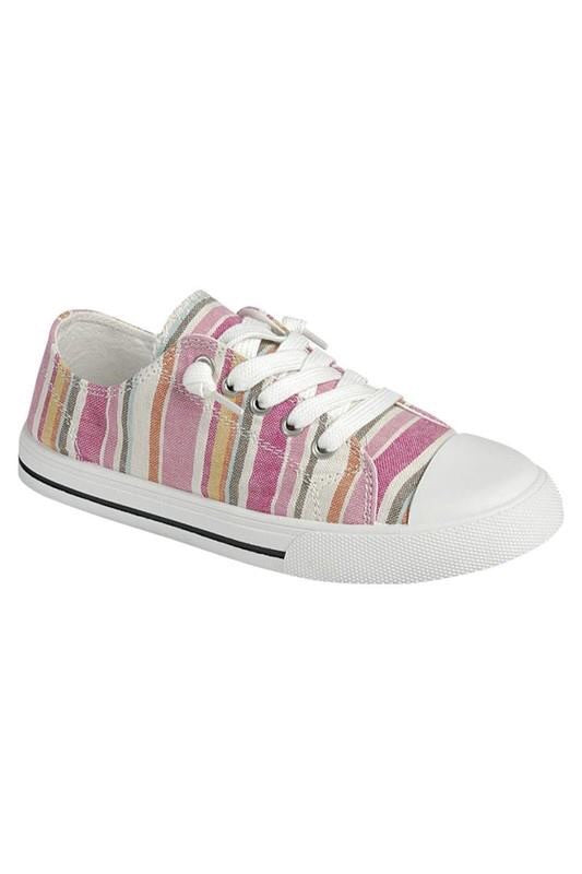Pink multi stripe sneakers