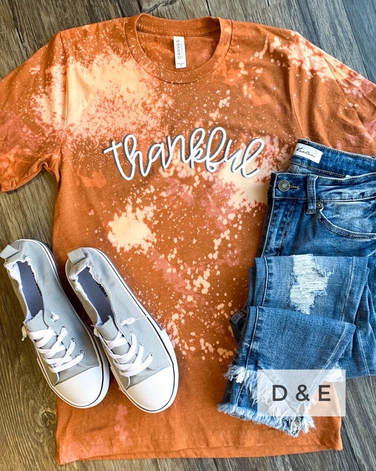 Orange acid washed Thankful tee