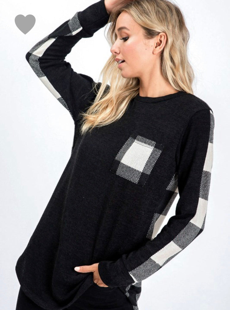 Black and White Plaid Sweater