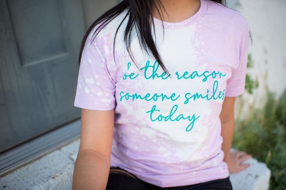 Lavender Acid Washed Bella Canvas BE THE REASON SOMEONE SMILES TODAY t-shirt