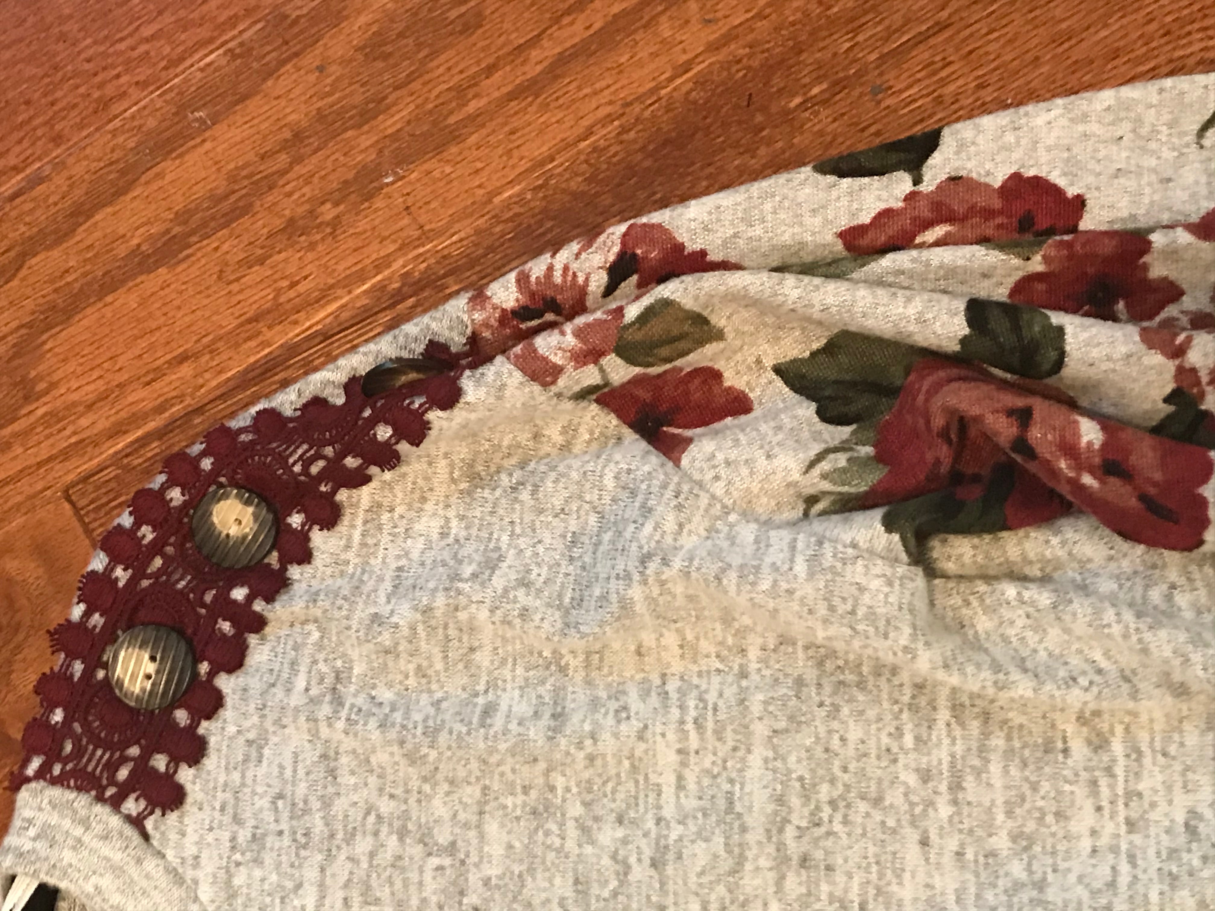 Heather Grey Plum Floral Sweater