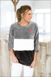 Ohio State Corded Velour color block top