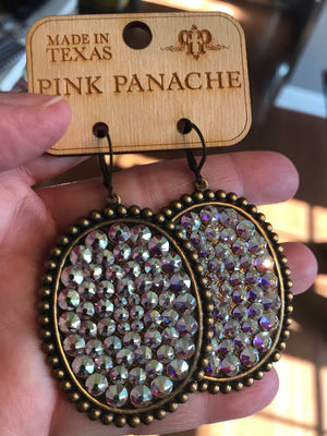 Pink Panache Bronze Oval Earrings