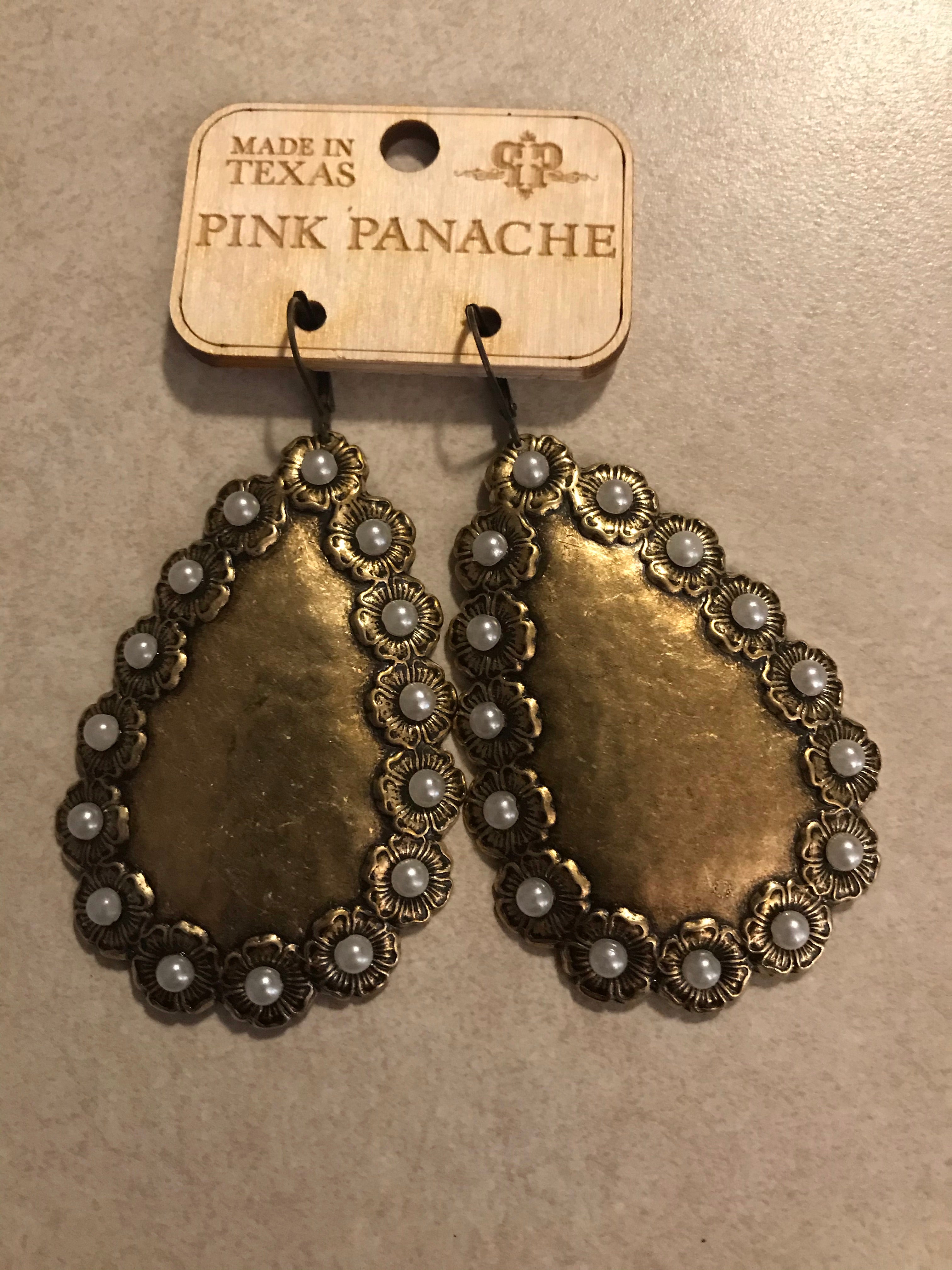 Pink Panache Bronze Hammered Teardrop with Pearls
