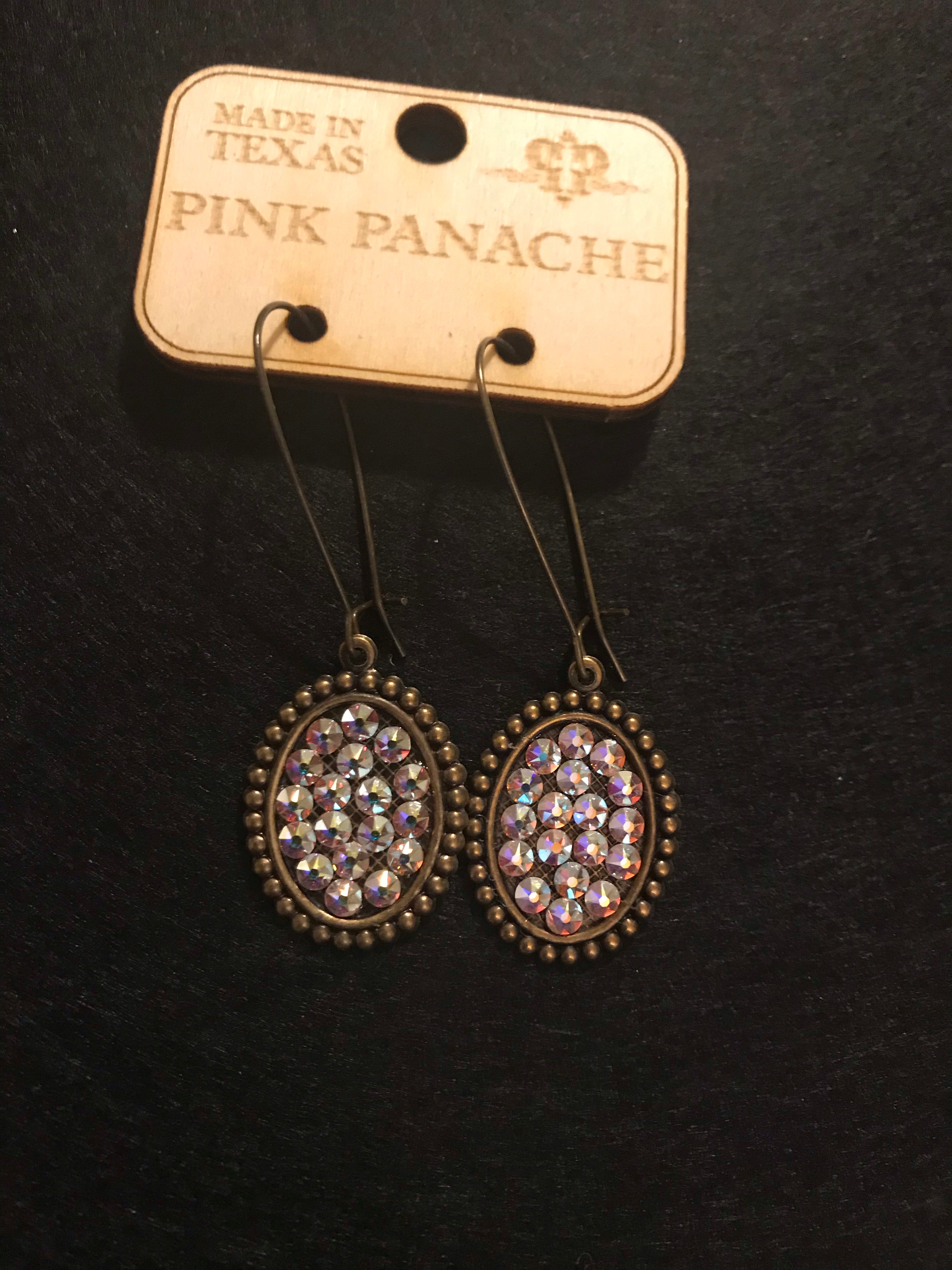 Mini Oval Bronze Crystal Pink Panache Earrings